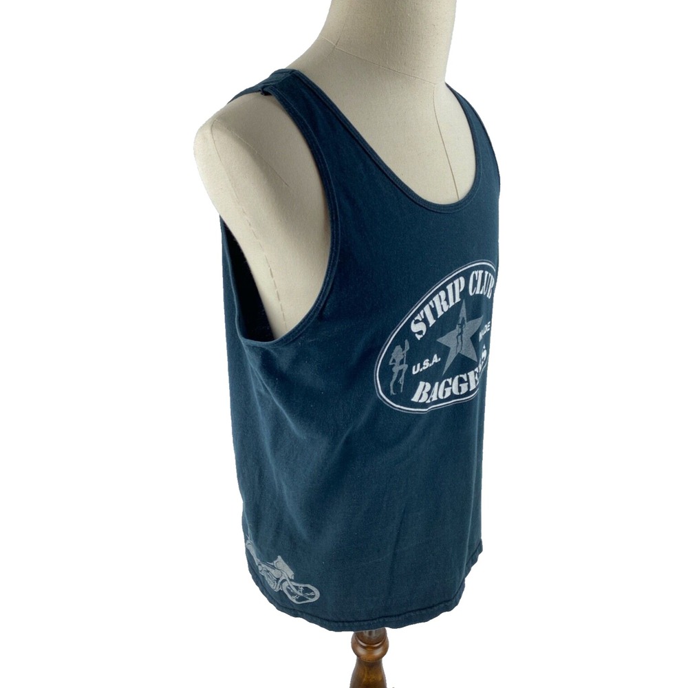 Strip Club Baggers Vtg 80s 90s Tank Top Black Motorcycle Bar Tee Pin Up Stripper - Picture 4 of 14